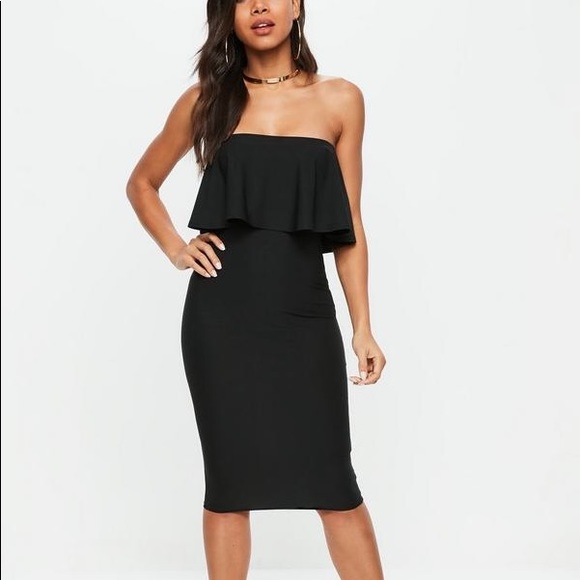 bandeau frill midi dress